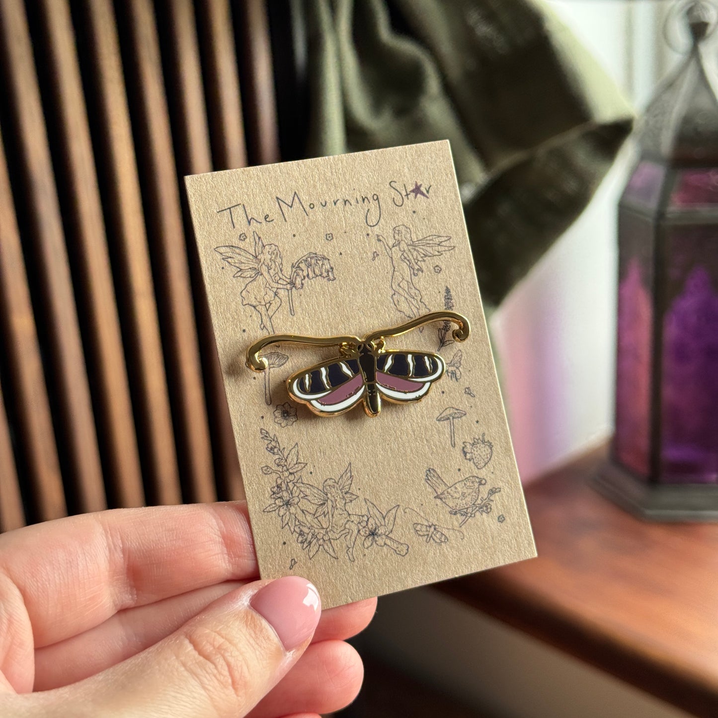 Fairy Longhorn Moth Enamel Pin