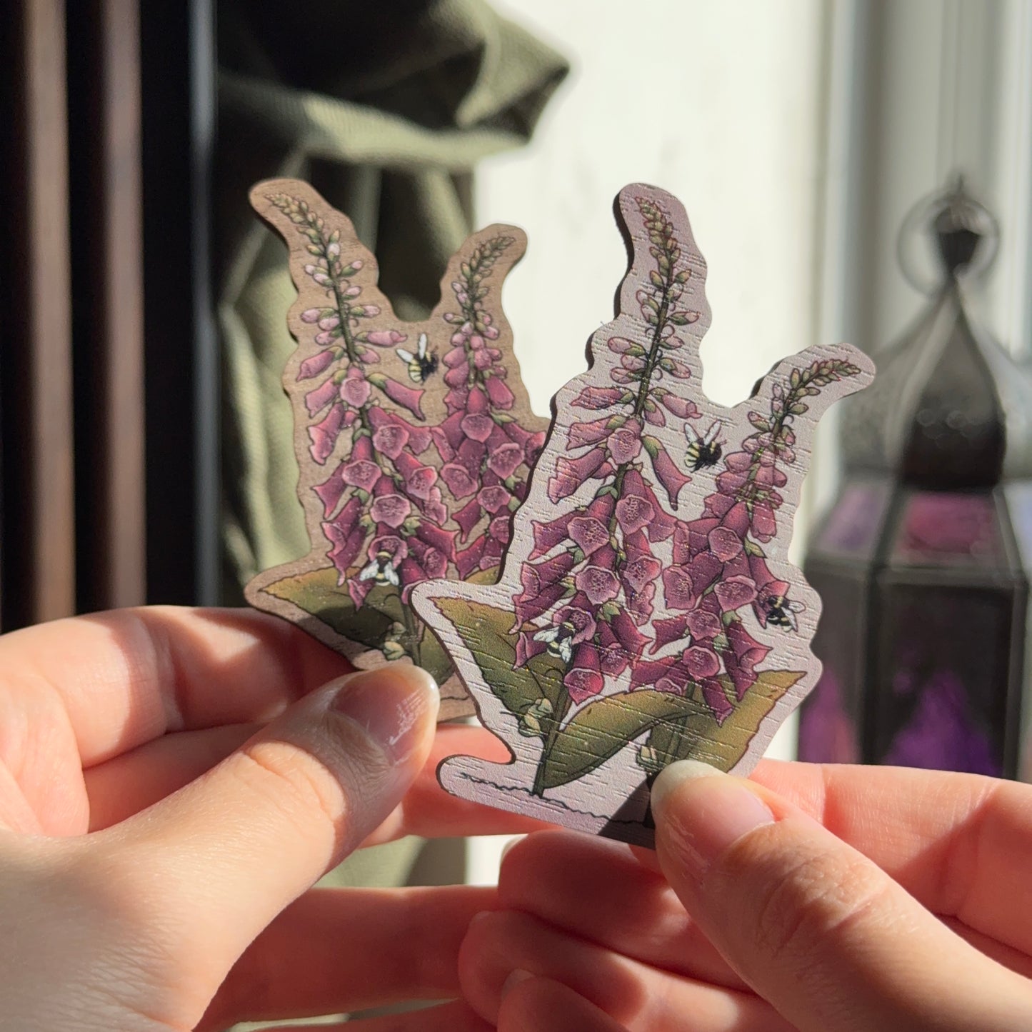 Foxglove Wooden Magnet