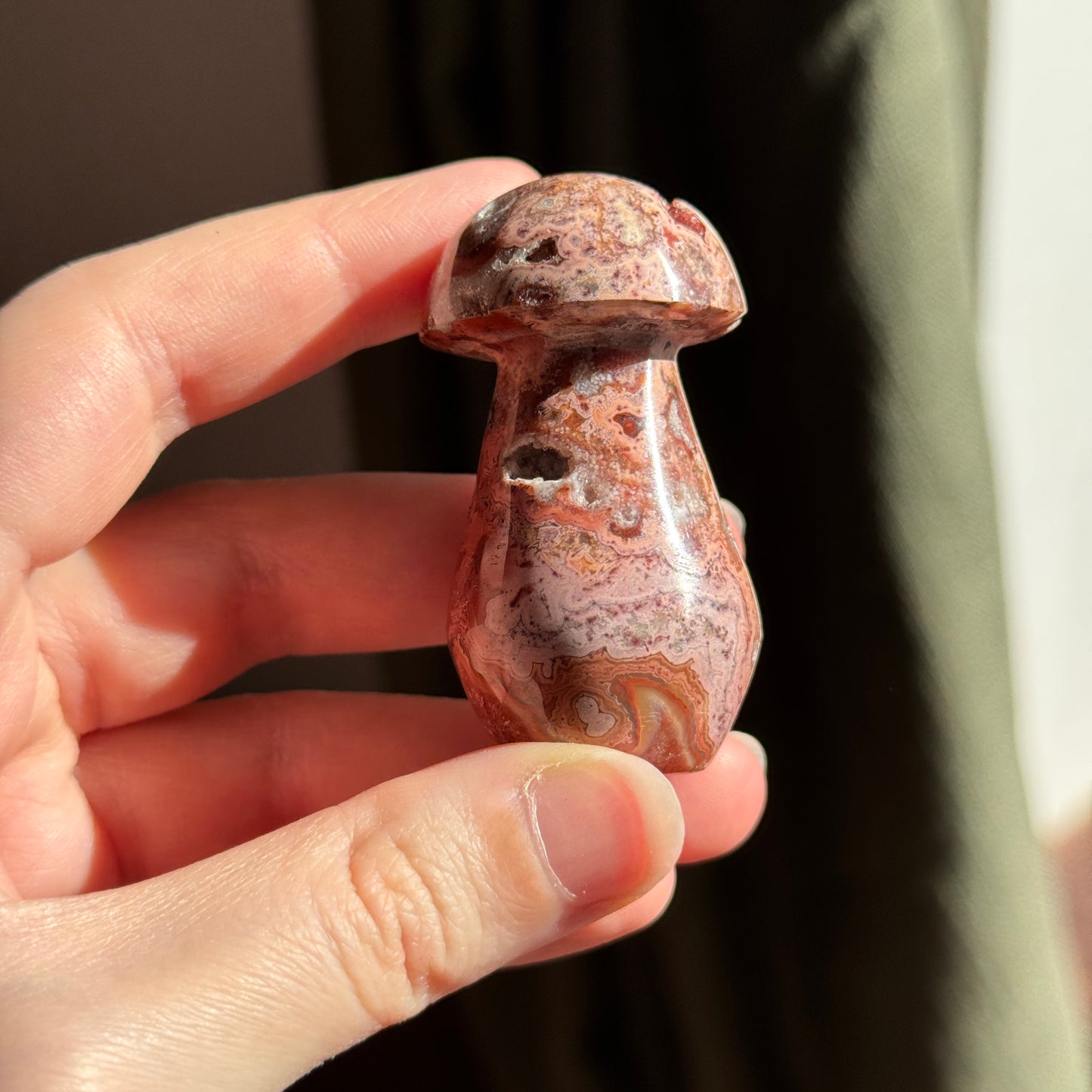 Pink Crazy Lace Mushroom Carving