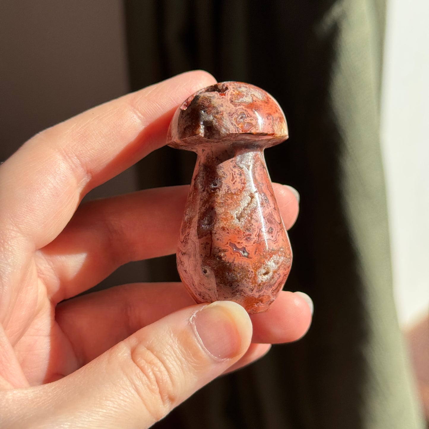Pink Crazy Lace Mushroom Carving