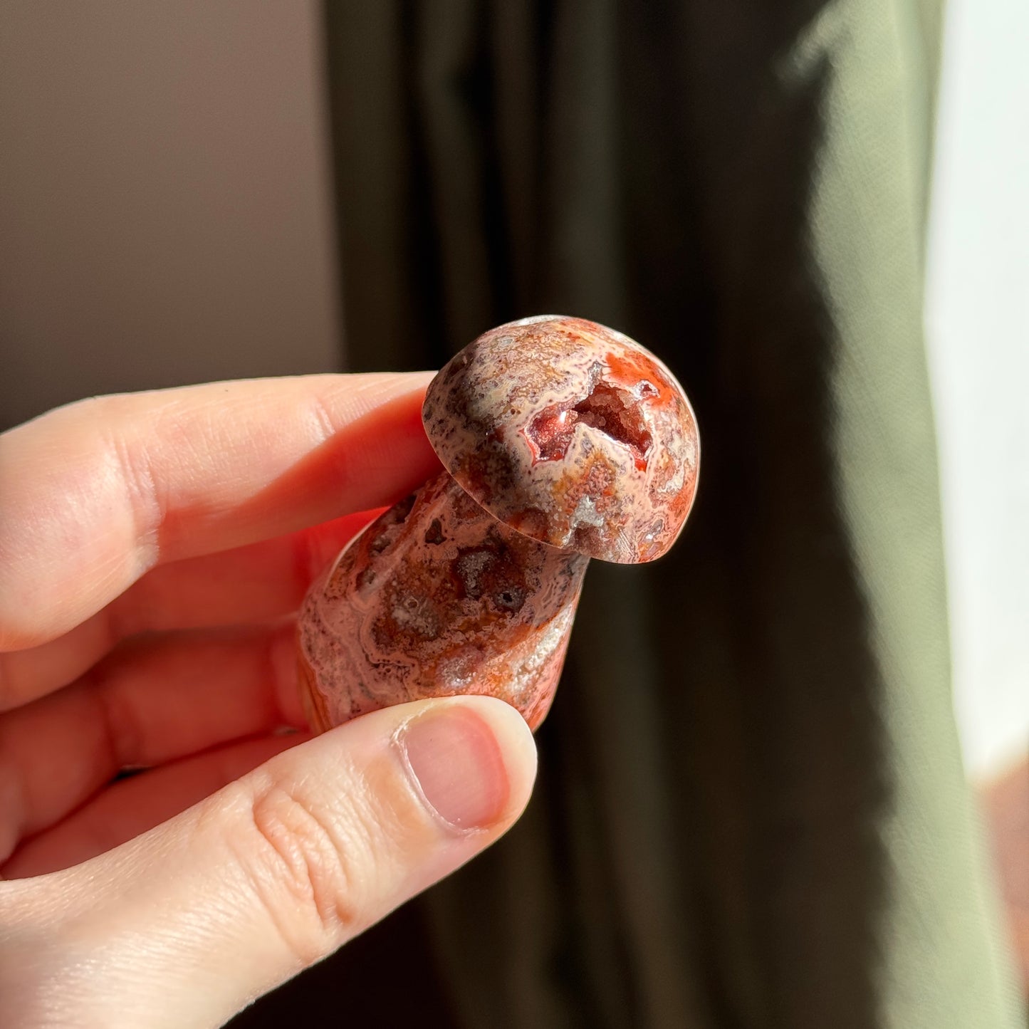 Pink Crazy Lace Mushroom Carving
