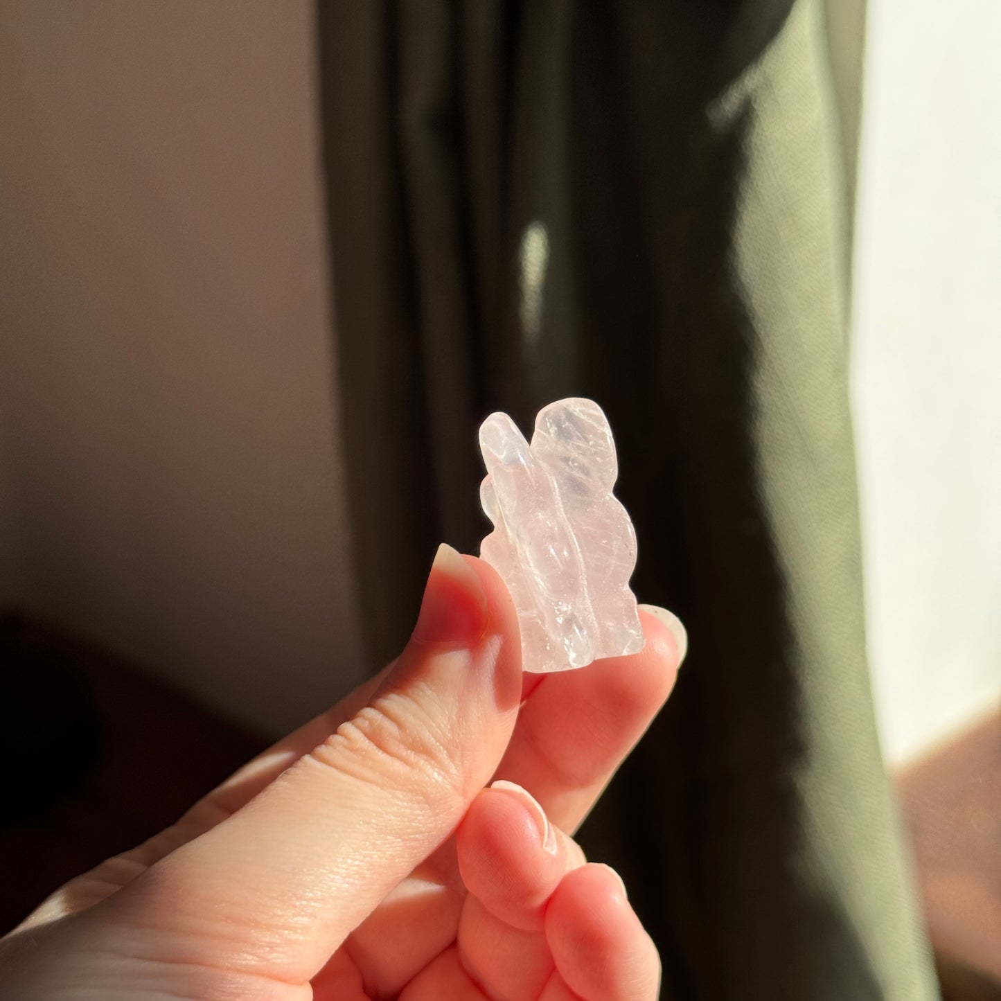 Mini Rose Quartz Fairy Carving