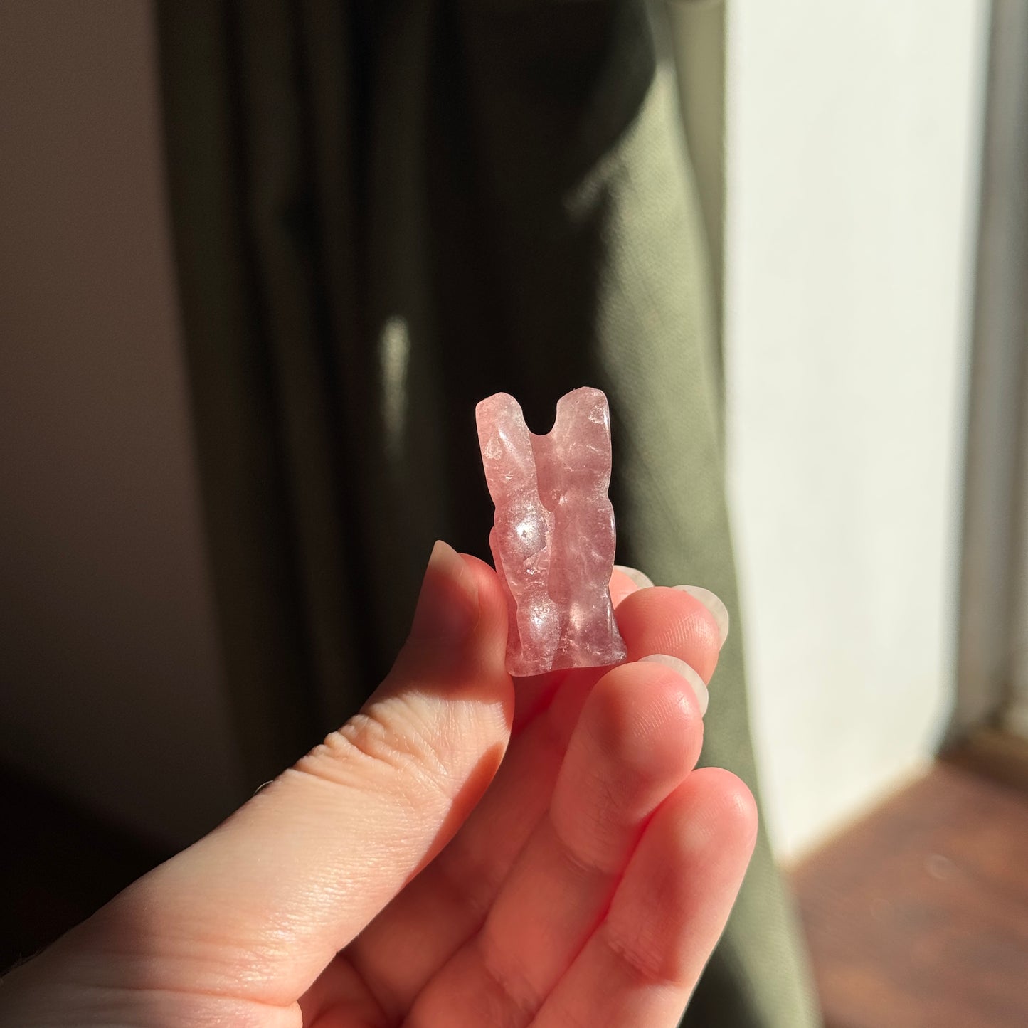 Mini Strawberry Quartz Fairy Carving