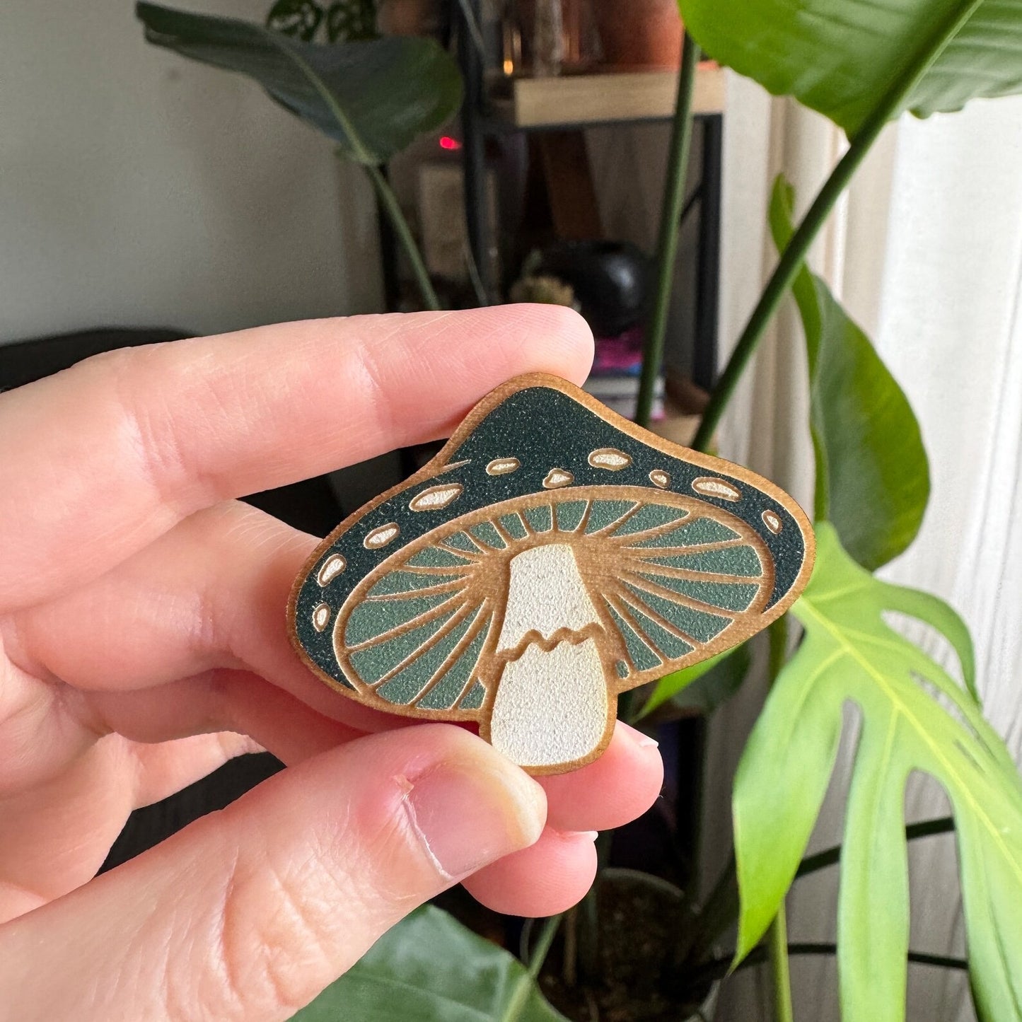 Green Amanita Wooden Magnet