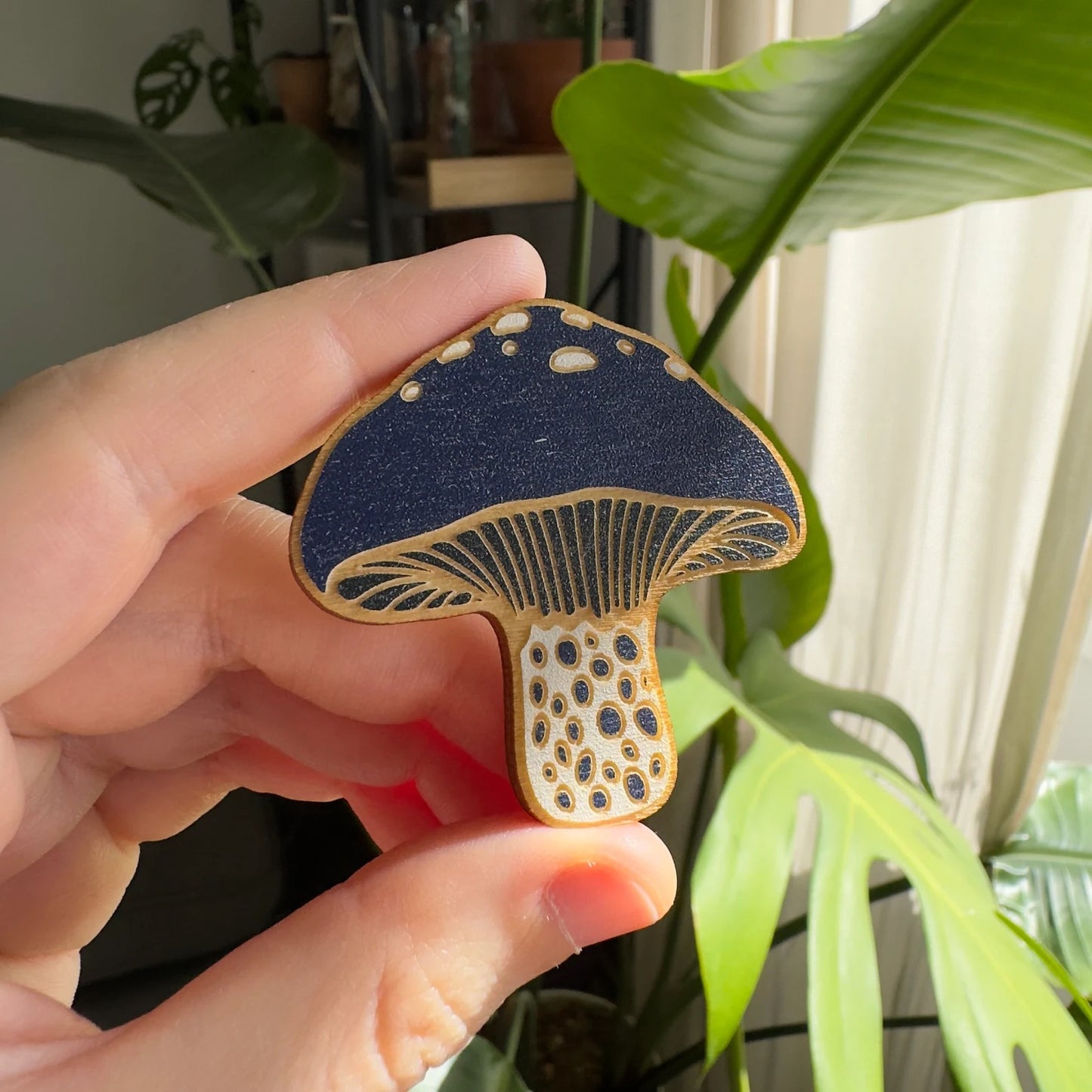 Indigo Milk Cap Wooden Magnet