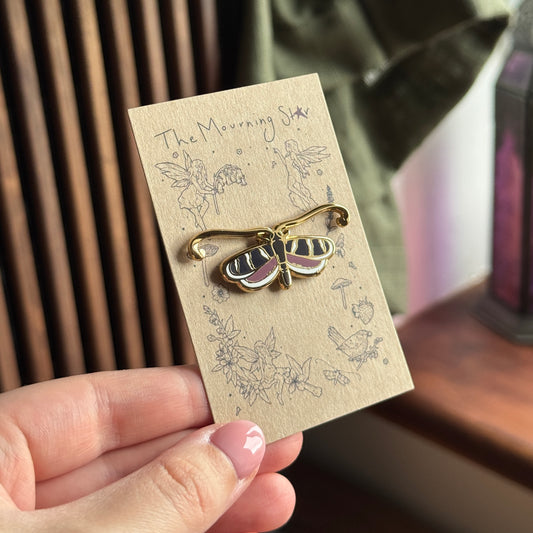 Fairy Longhorn Moth Enamel Pin