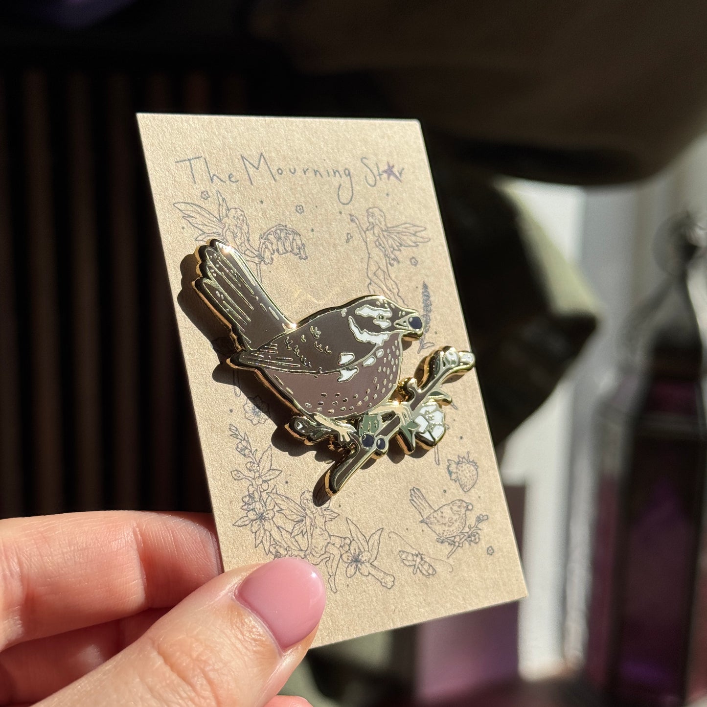Blackthorn Thrush Enamel Pin