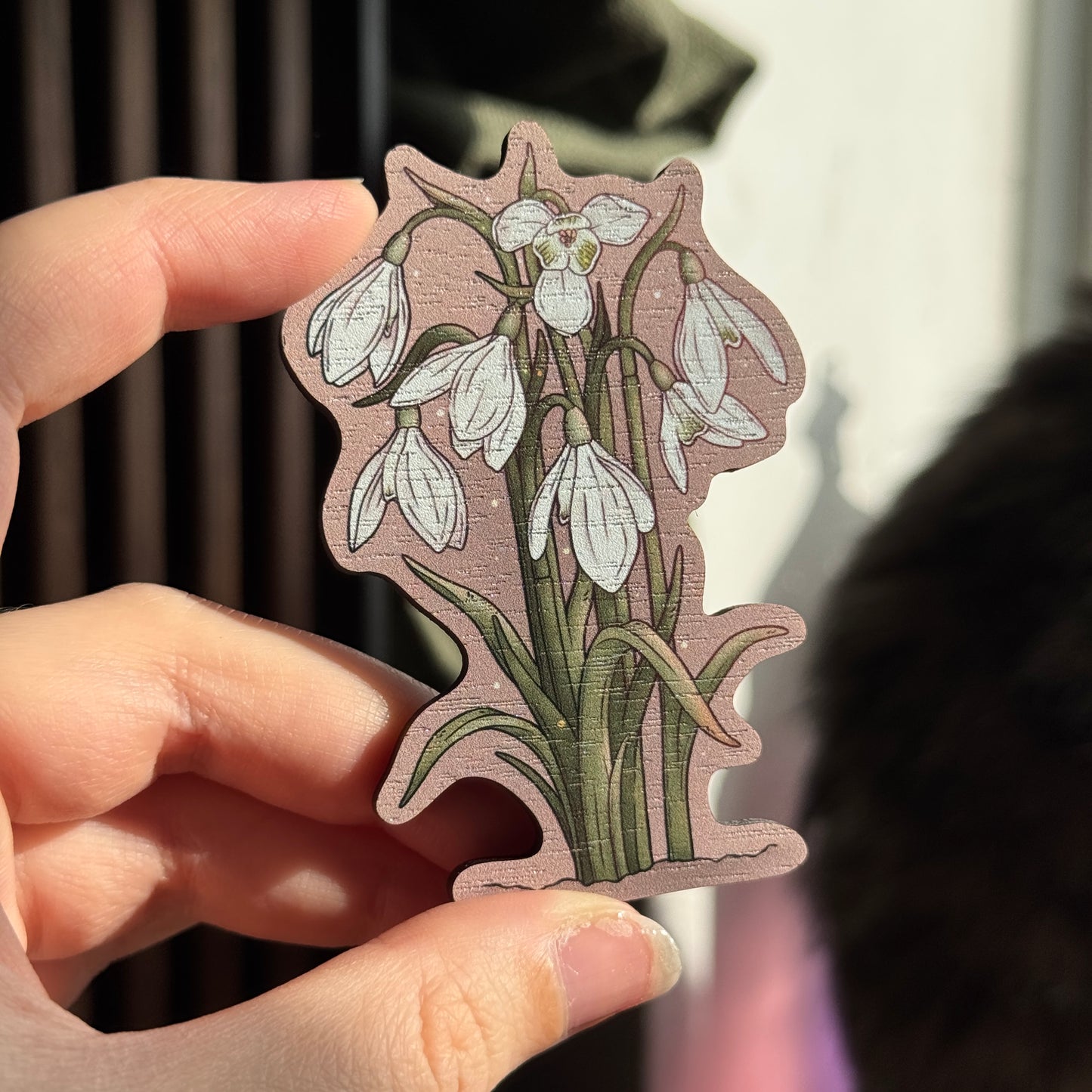 Snowdrop Wooden Magnet