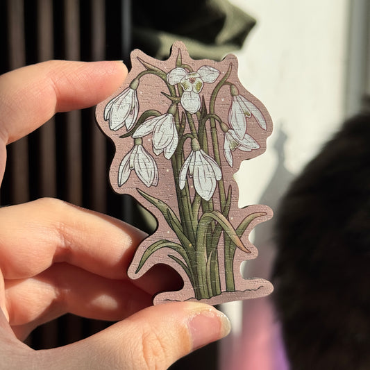 Snowdrop Wooden Magnet