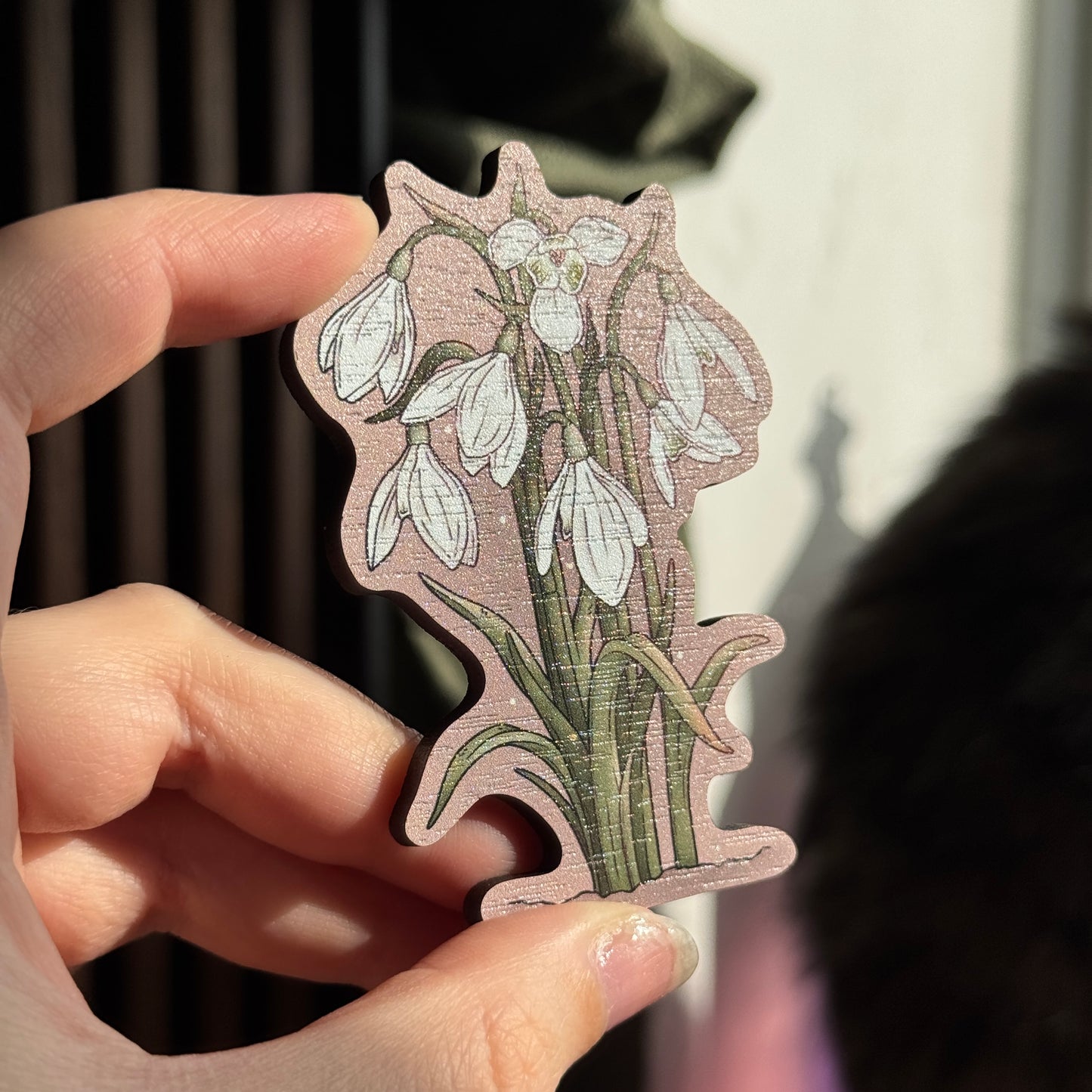Snowdrop Wooden Magnet