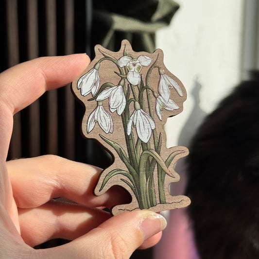 Snowdrop Wooden Magnet
