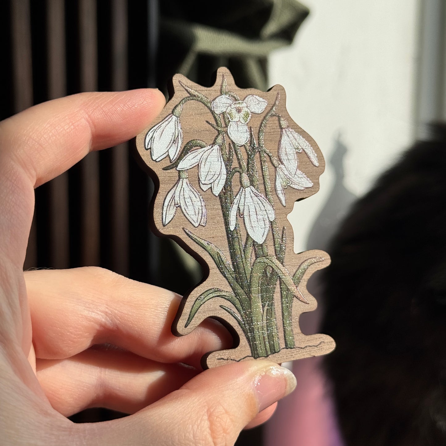 Snowdrop Wooden Magnet