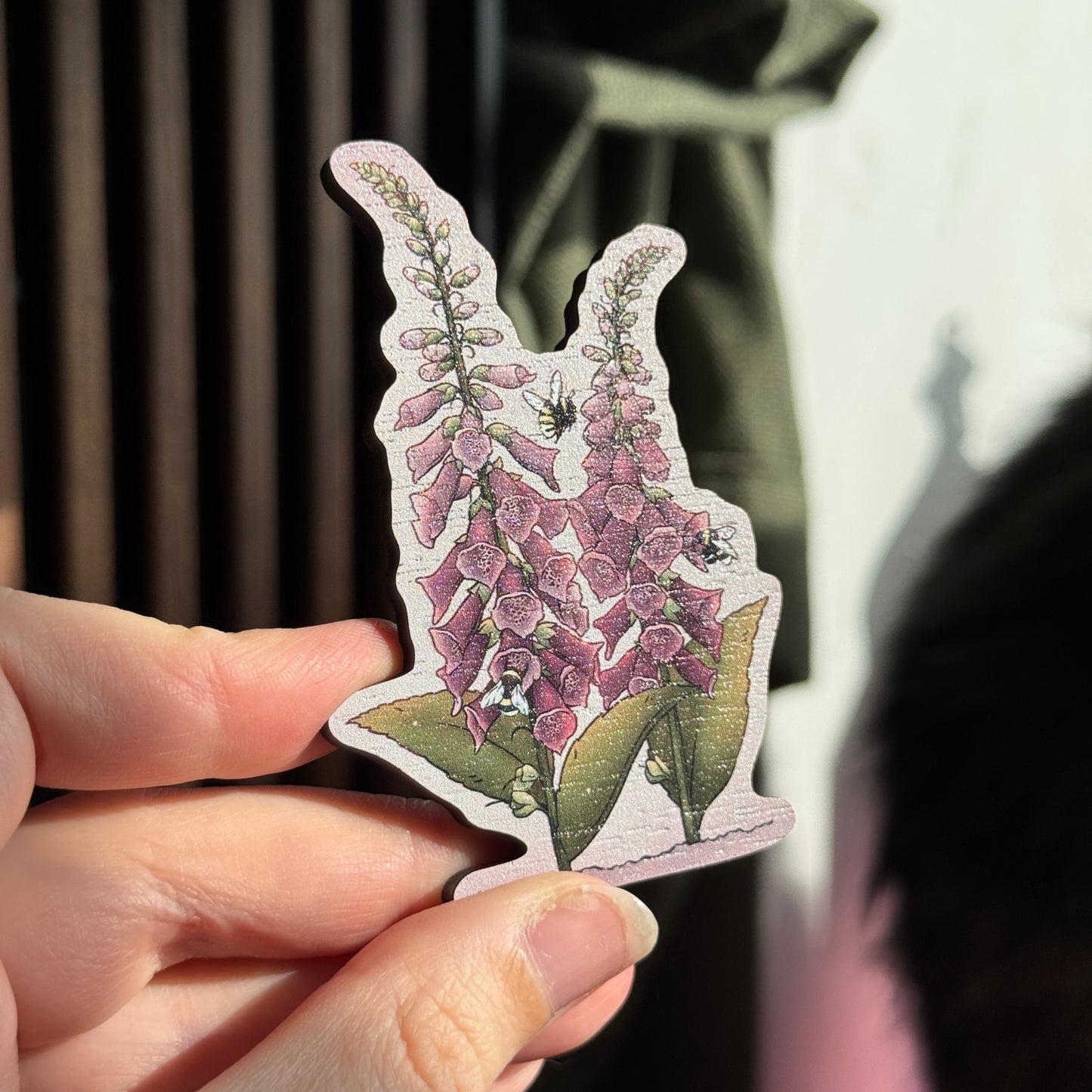 Foxglove Wooden Magnet