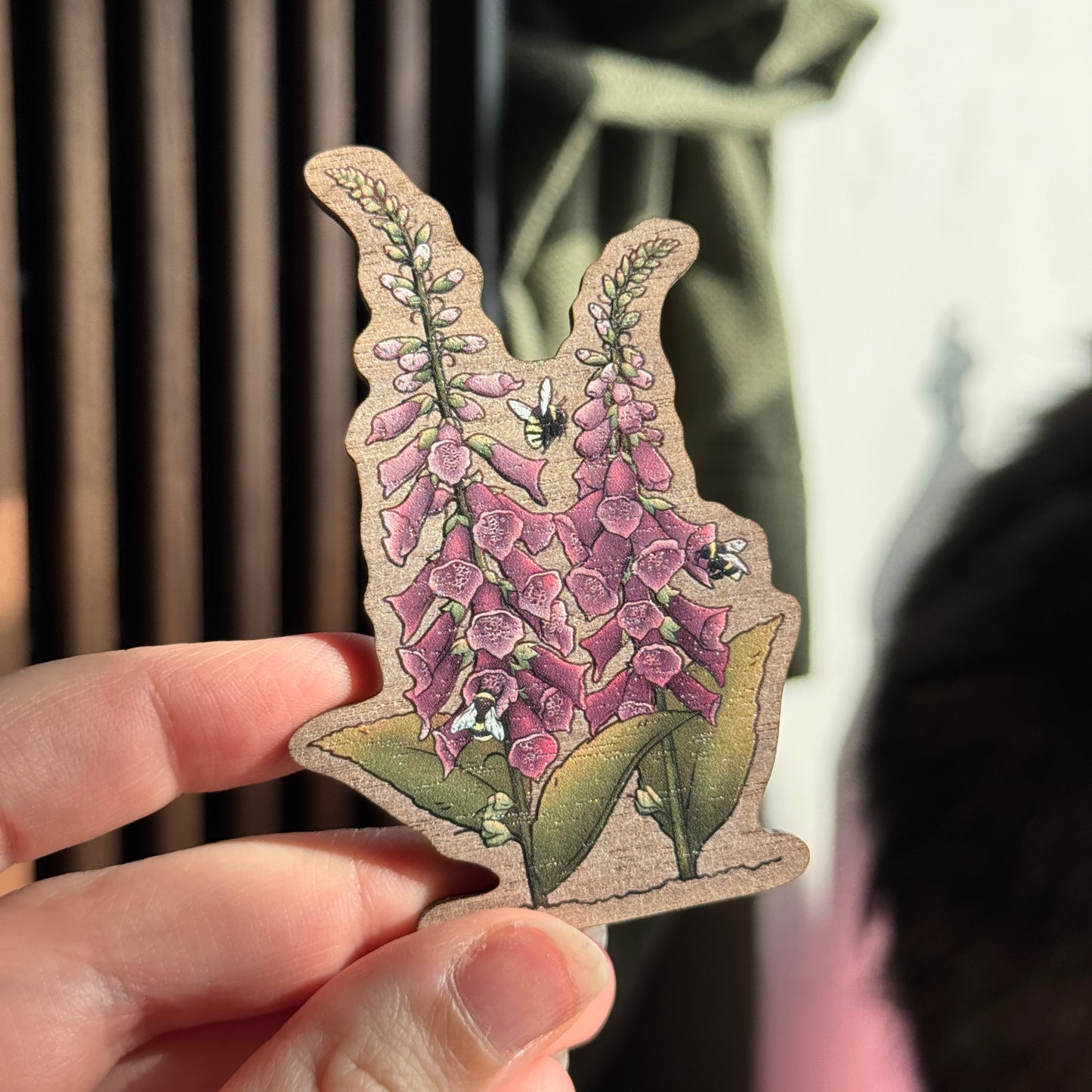Foxglove Wooden Magnet