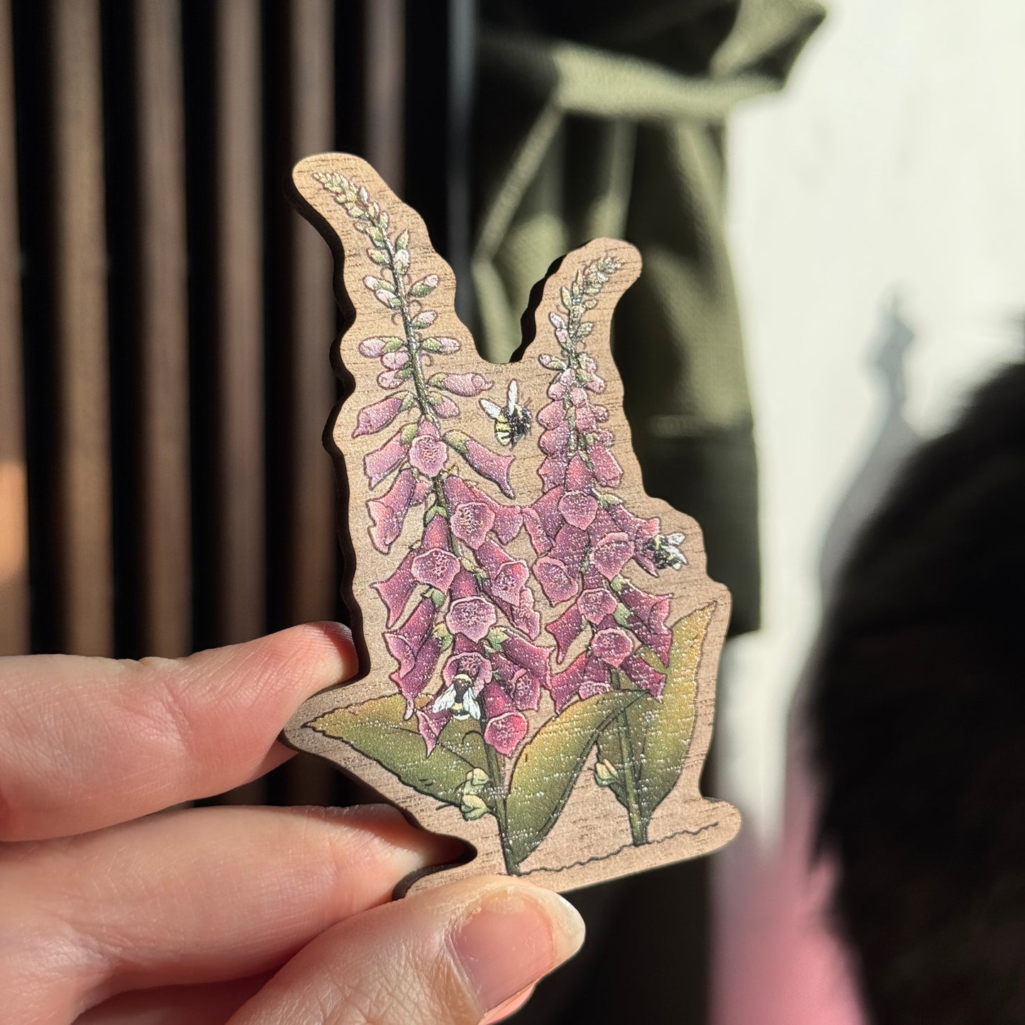 Foxglove Wooden Magnet