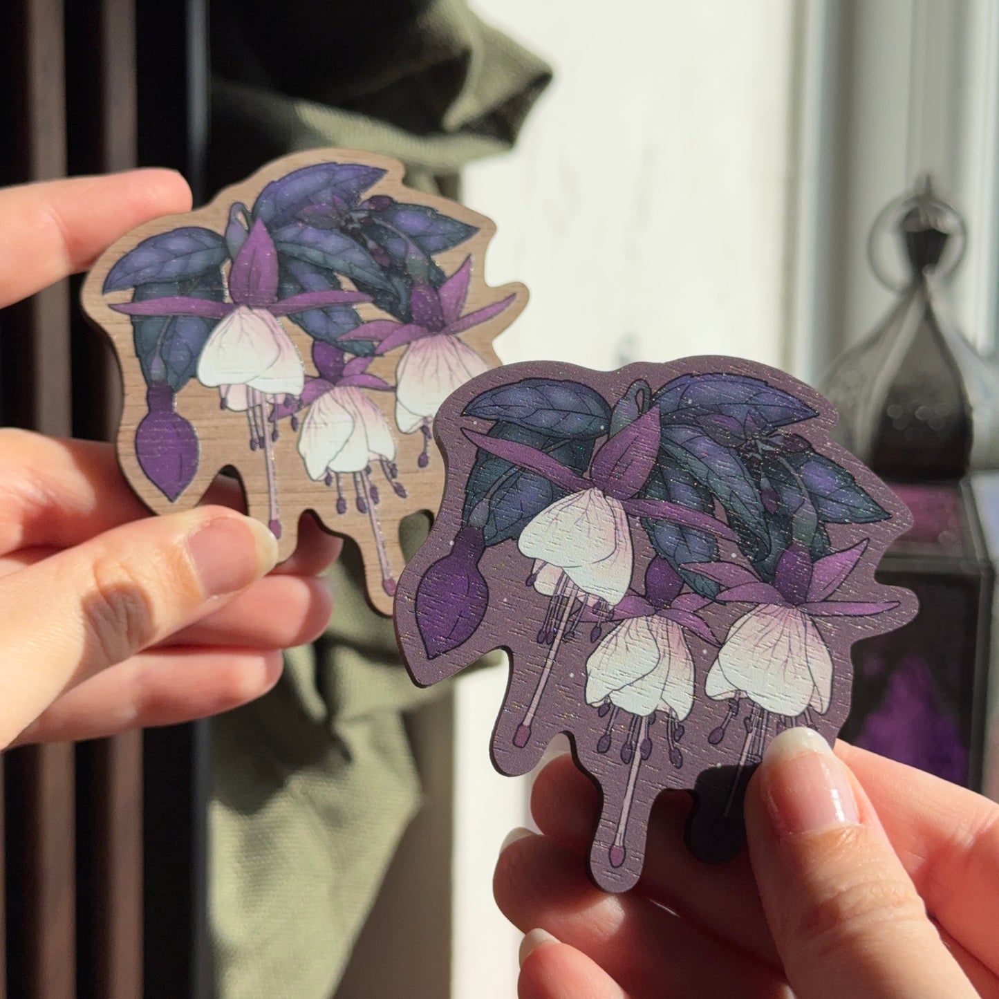 Fuchsia Wooden Magnet