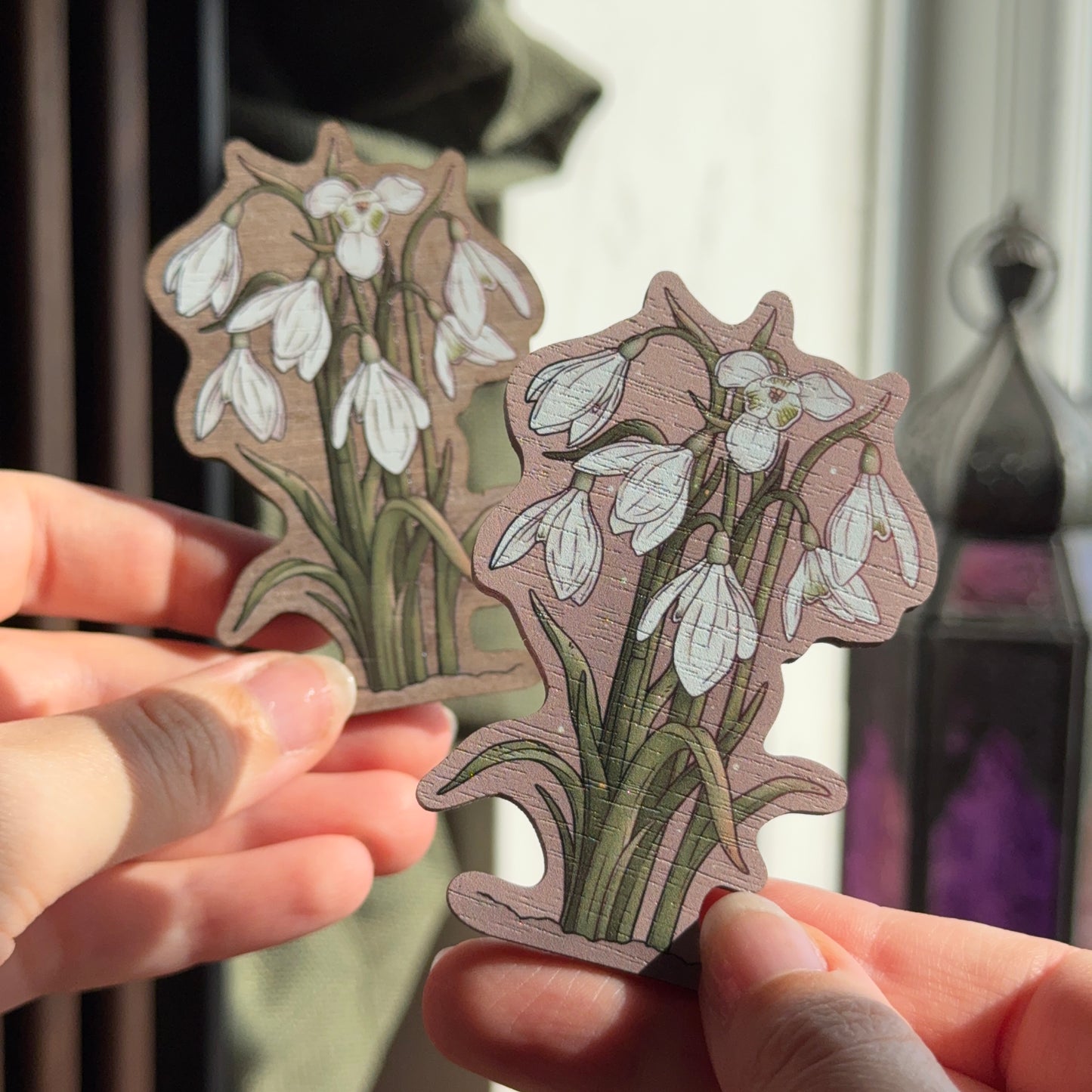 Snowdrop Wooden Magnet