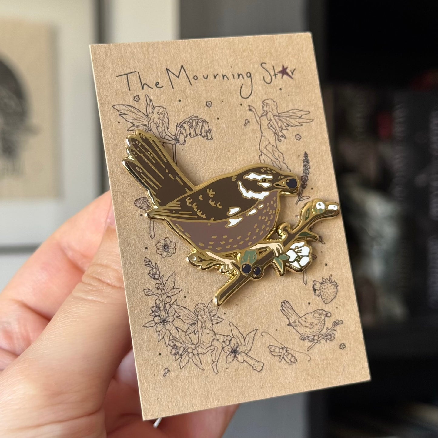 Blackthorn Thrush Enamel Pin