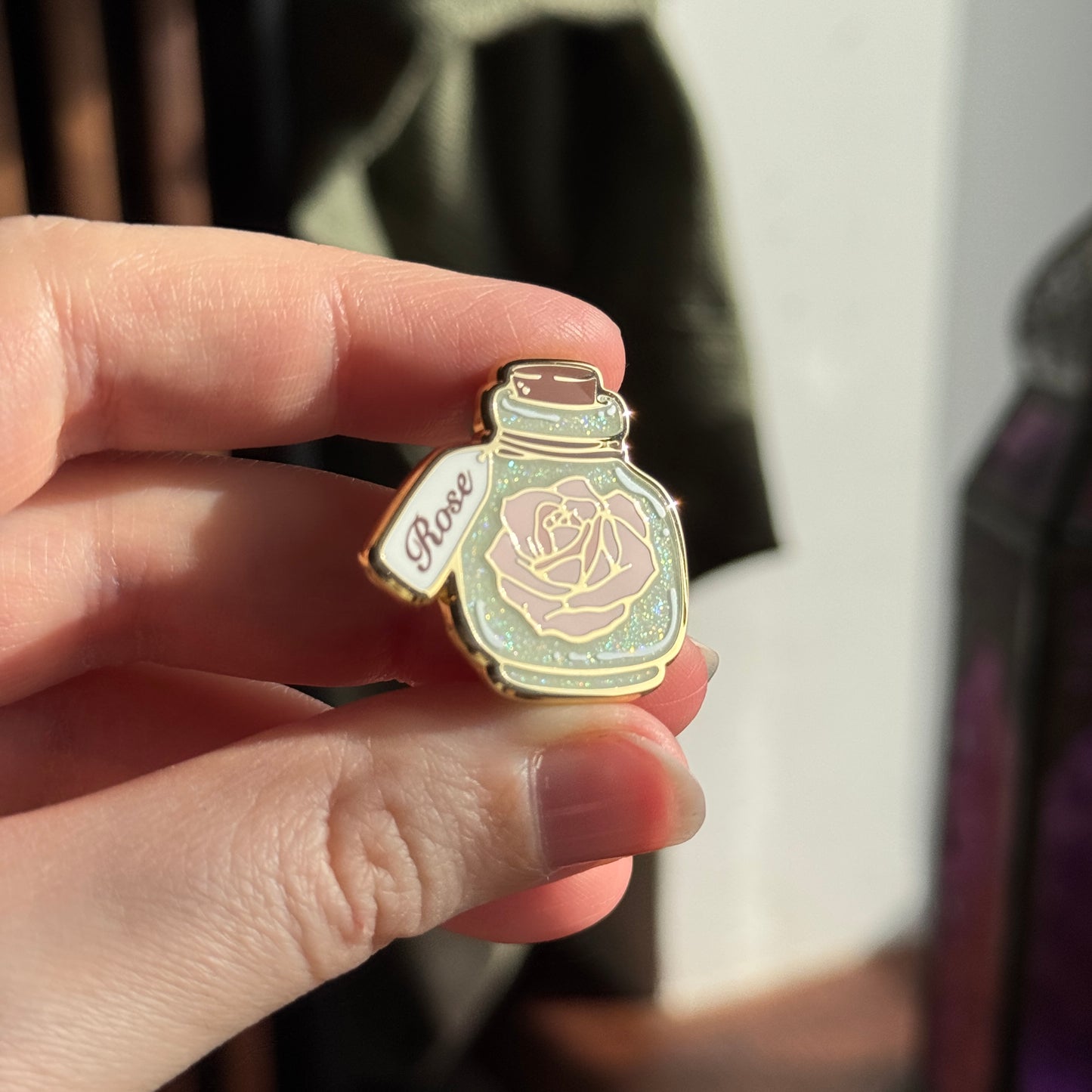 Rose Water Jar Enamel Pin