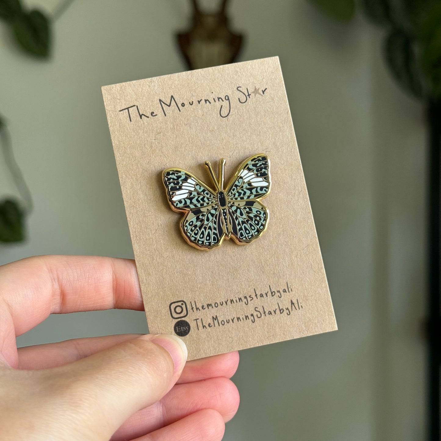 Red Cracker Butterfly Enamel Pin