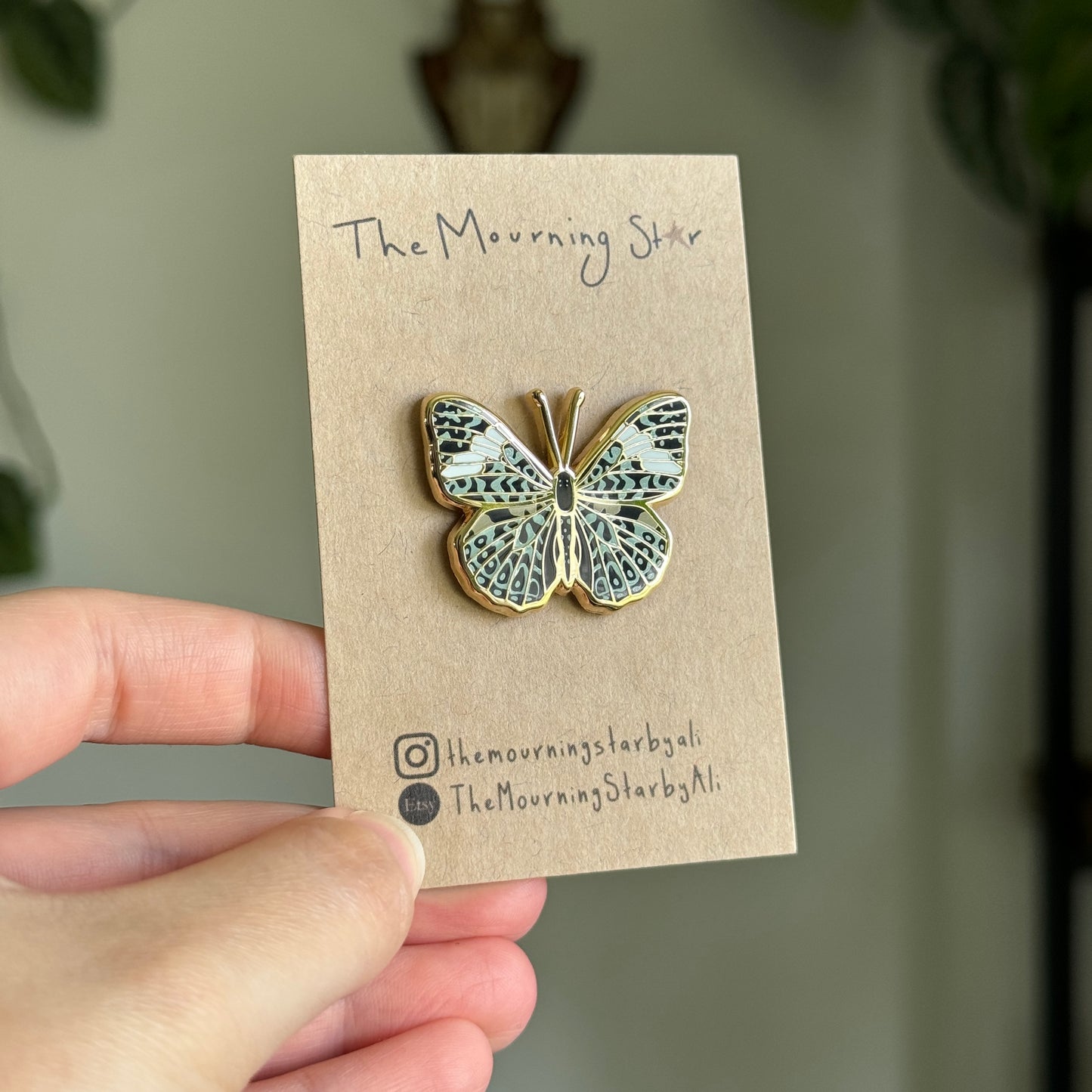 Red Cracker Butterfly Enamel Pin