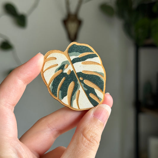 Variegated Monstera Wooden Magnet