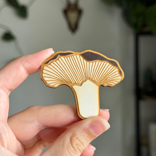 Oyster Mushroom Wooden Magnet