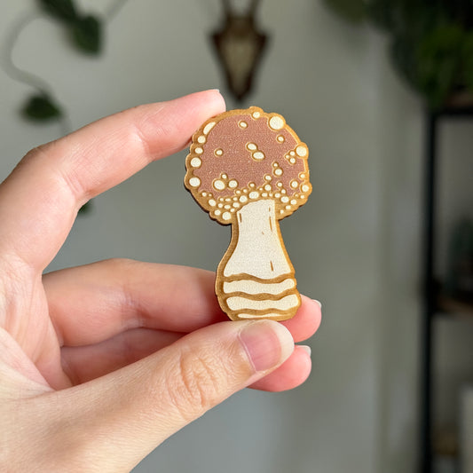 Closed Amanita Wooden Magnet