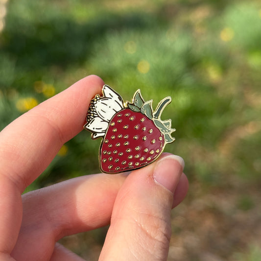 Blooming Strawberry Enamel Pin