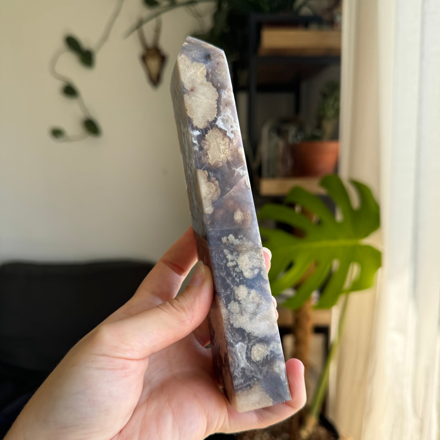 Blue Flower Agate Tower