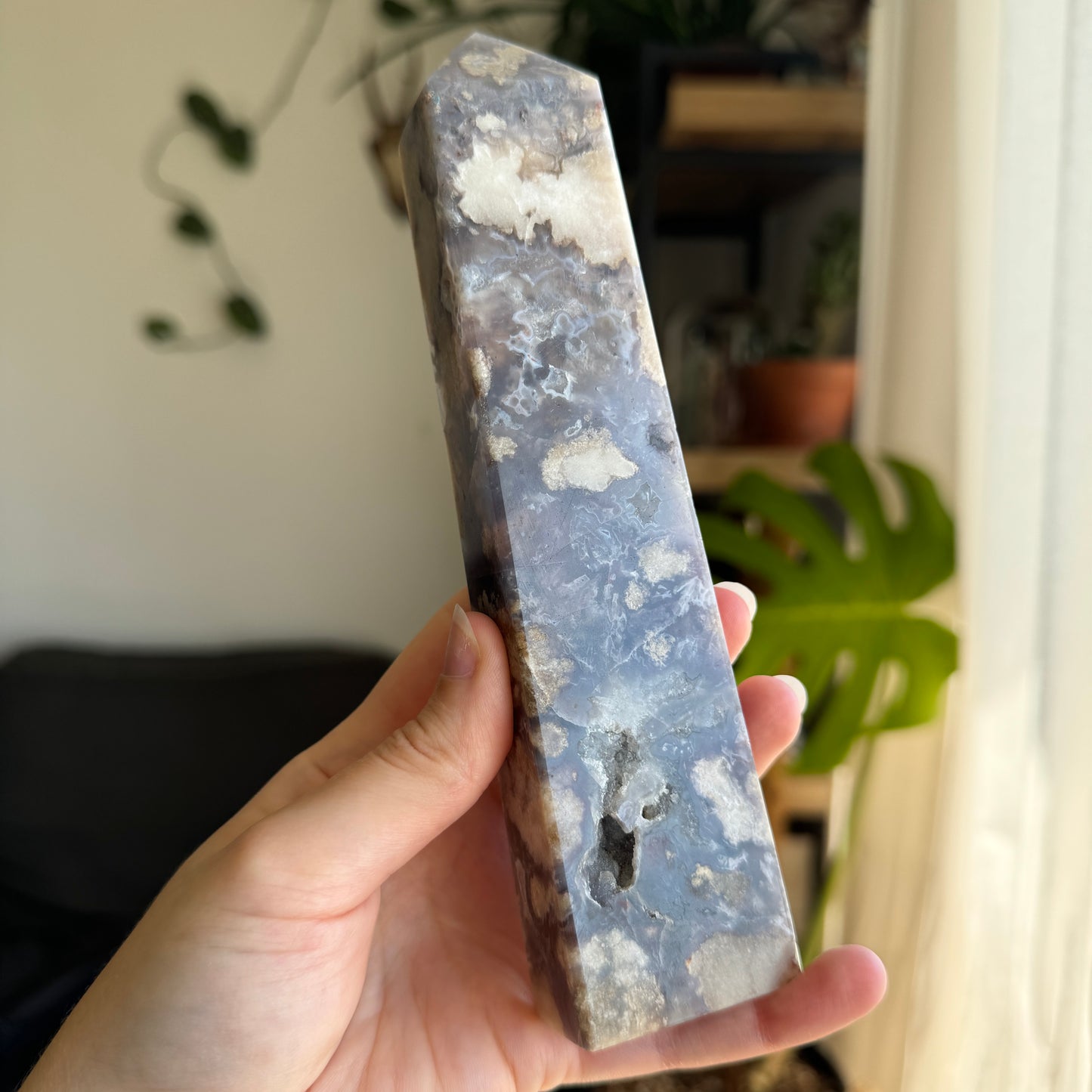 Blue Flower Agate Tower