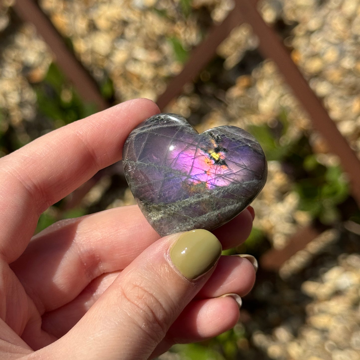 Labradorite Love Heart Carving
