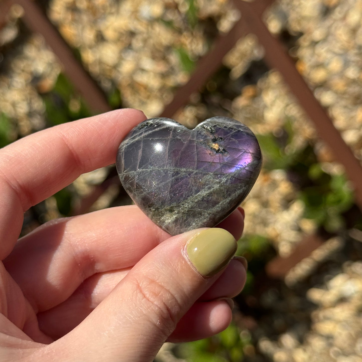 Labradorite Love Heart Carving