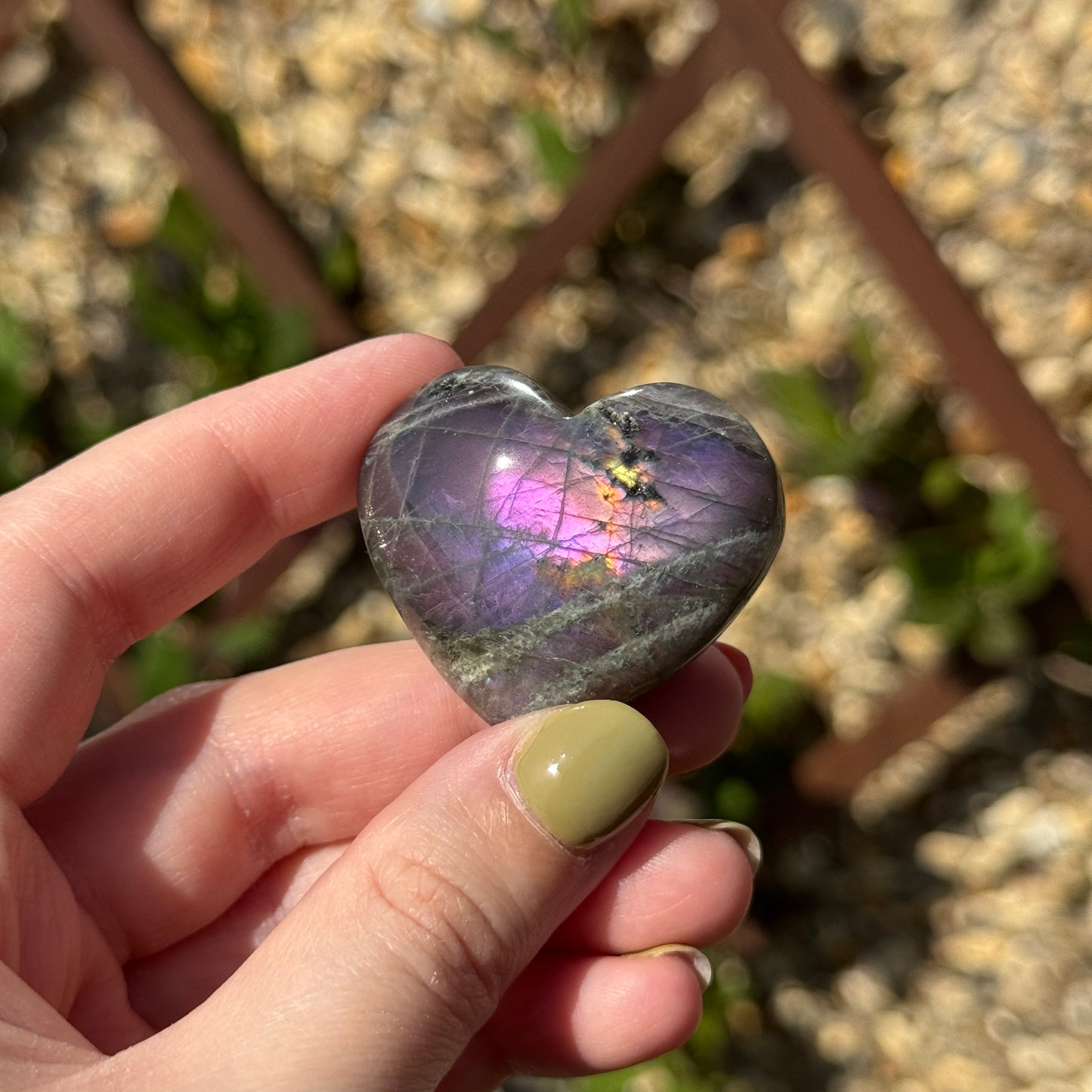 Labradorite Love Heart Carving