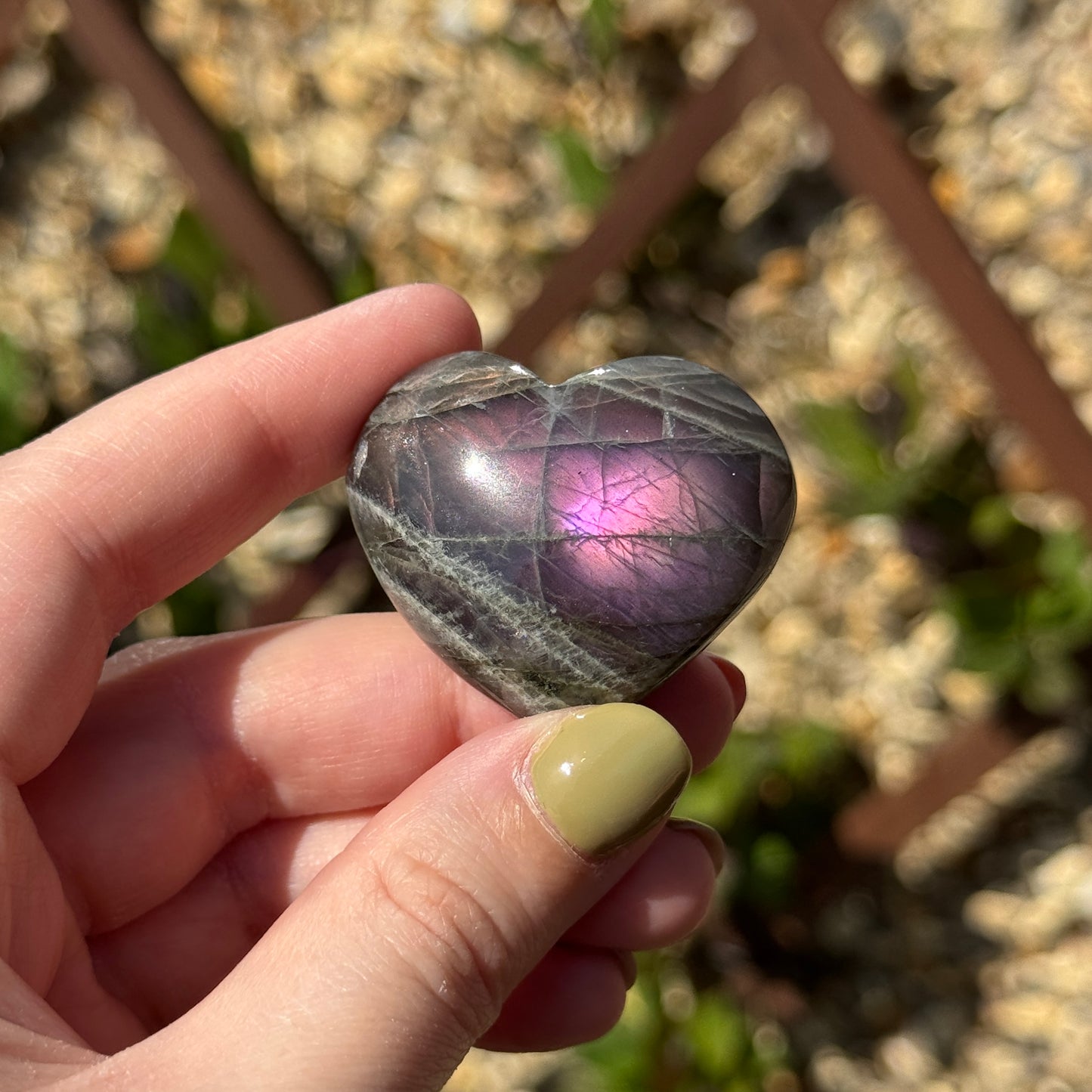 Labradorite Love Heart Carving