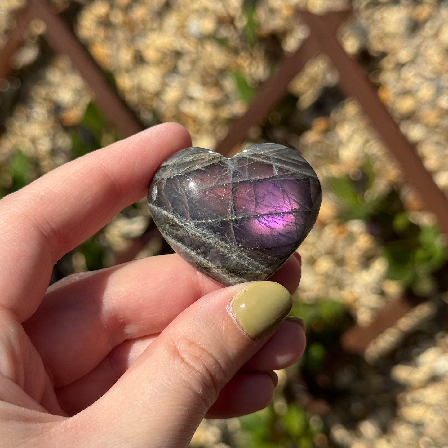 Labradorite Love Heart Carving