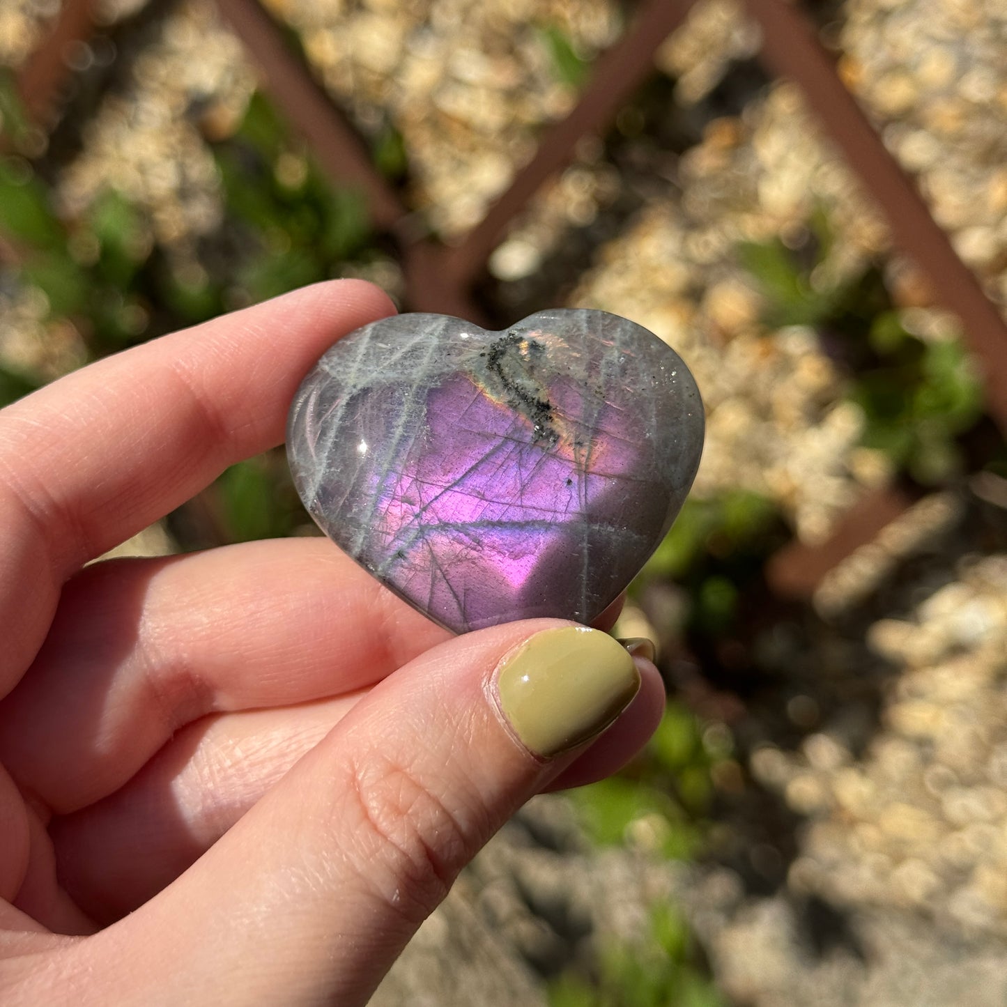 Labradorite Love Heart Carving