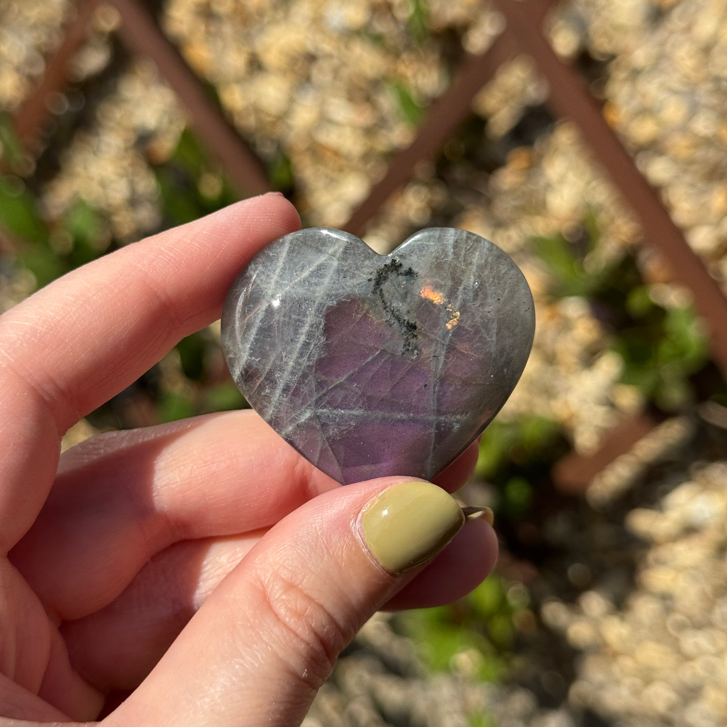 Labradorite Love Heart Carving
