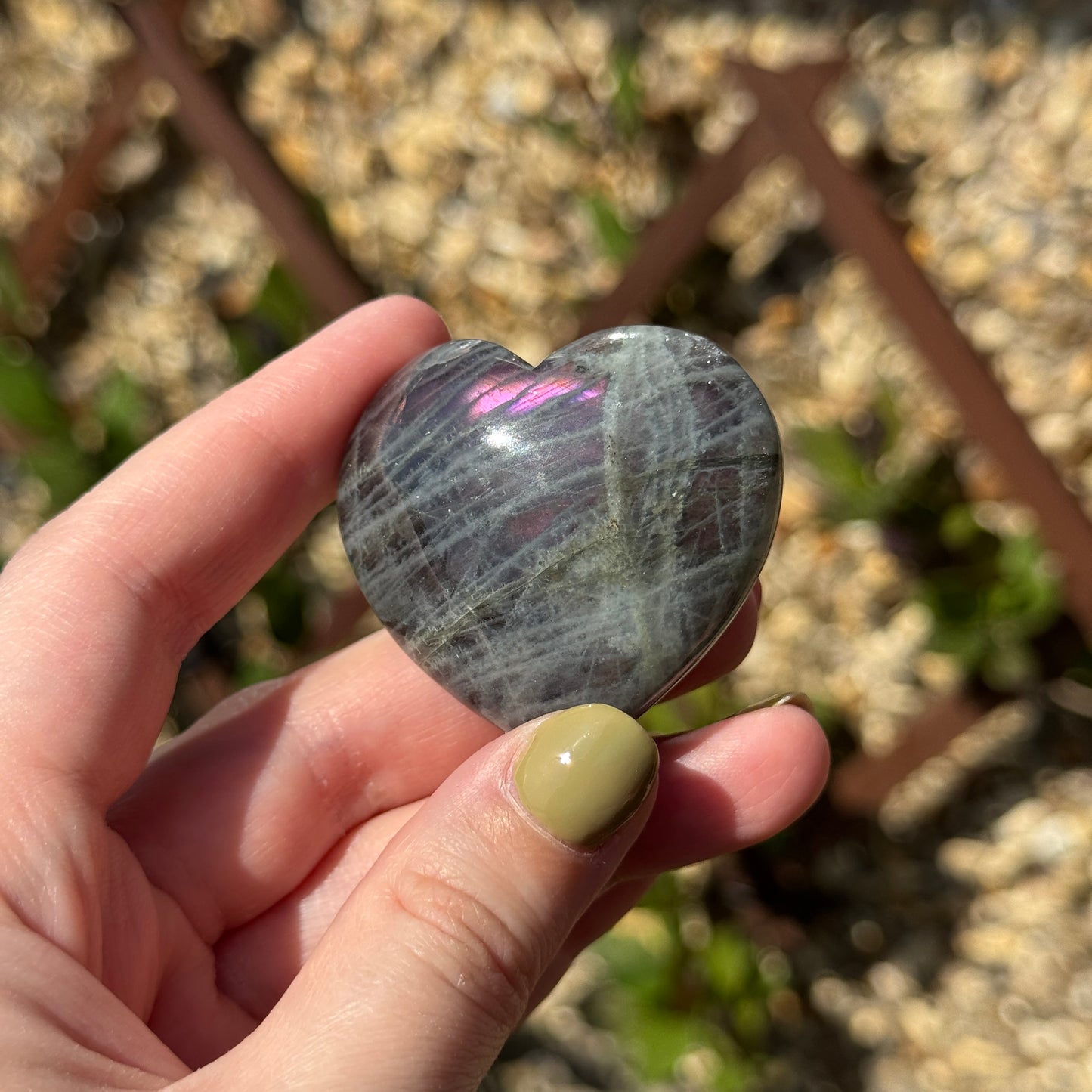 Labradorite Love Heart Carving