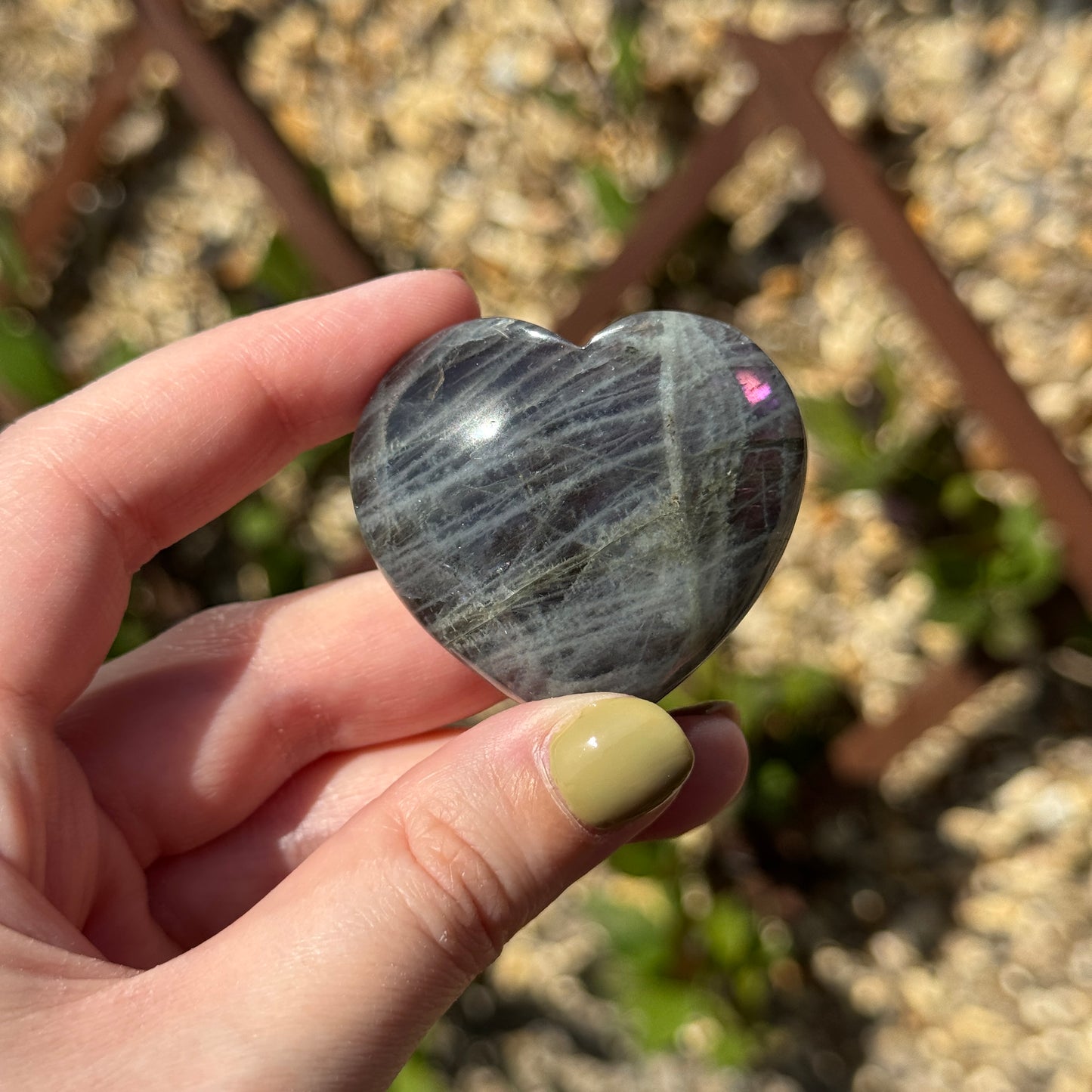 Labradorite Love Heart Carving