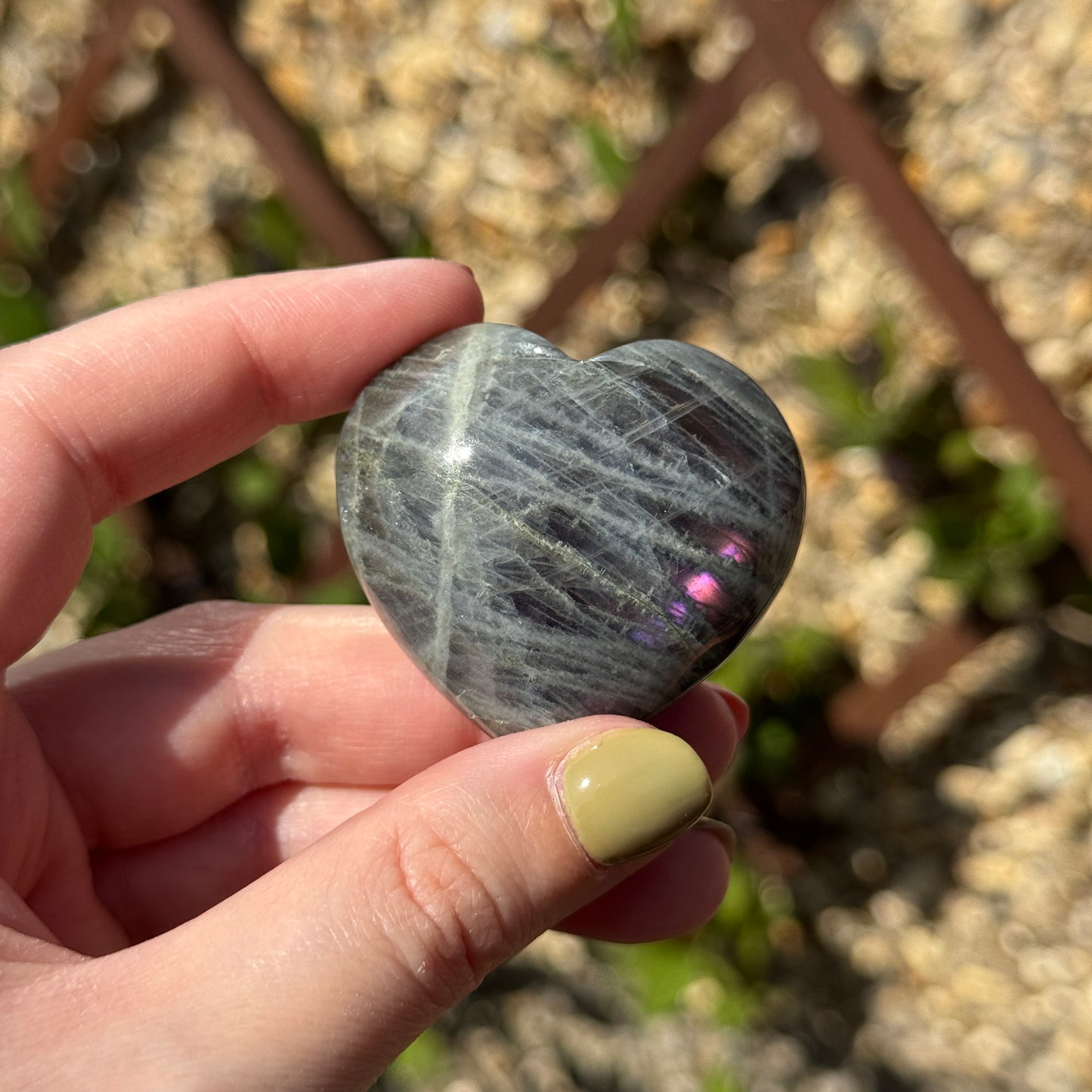 Labradorite Love Heart Carving