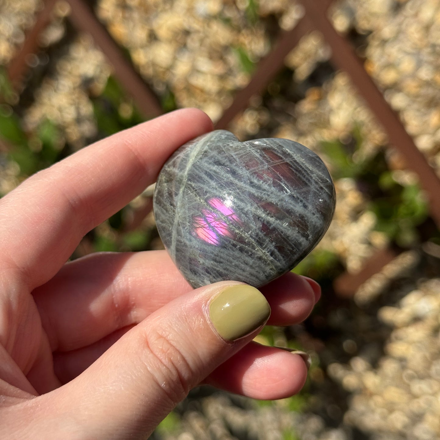 Labradorite Love Heart Carving