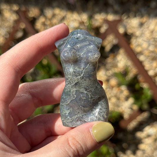 Moss Agate Female Body Carving