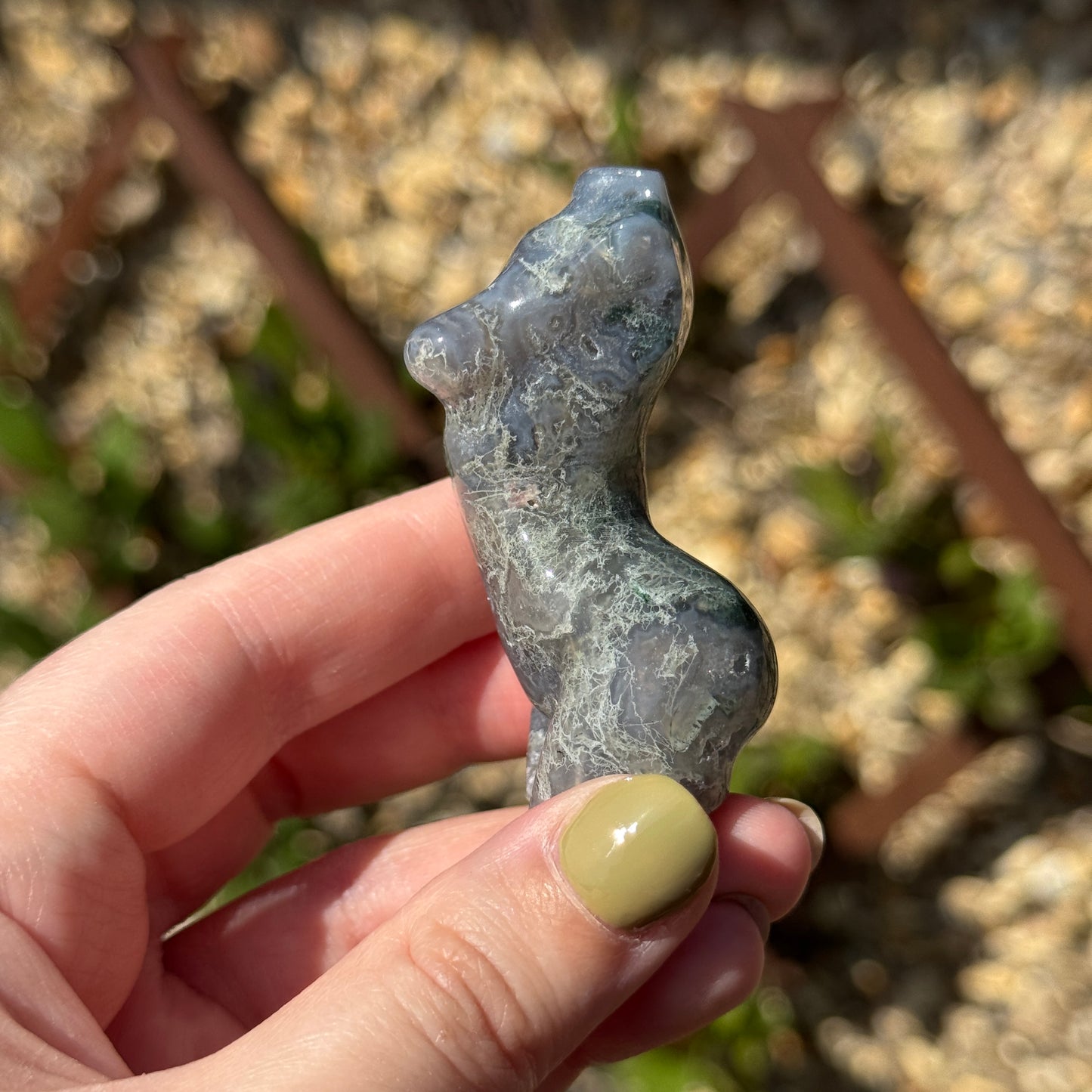Moss Agate Female Body Carving