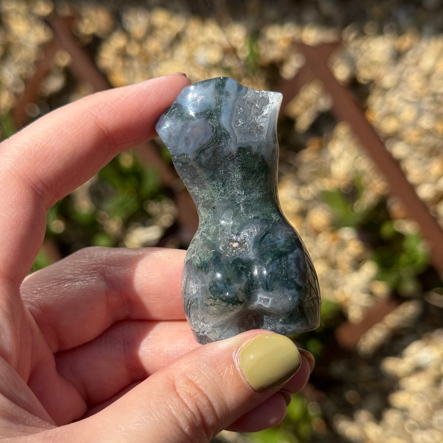 Moss Agate Female Body Carving