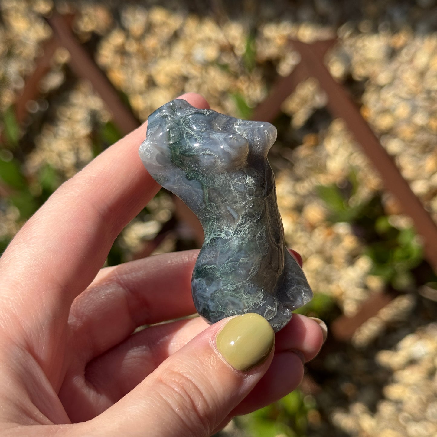 Moss Agate Female Body Carving