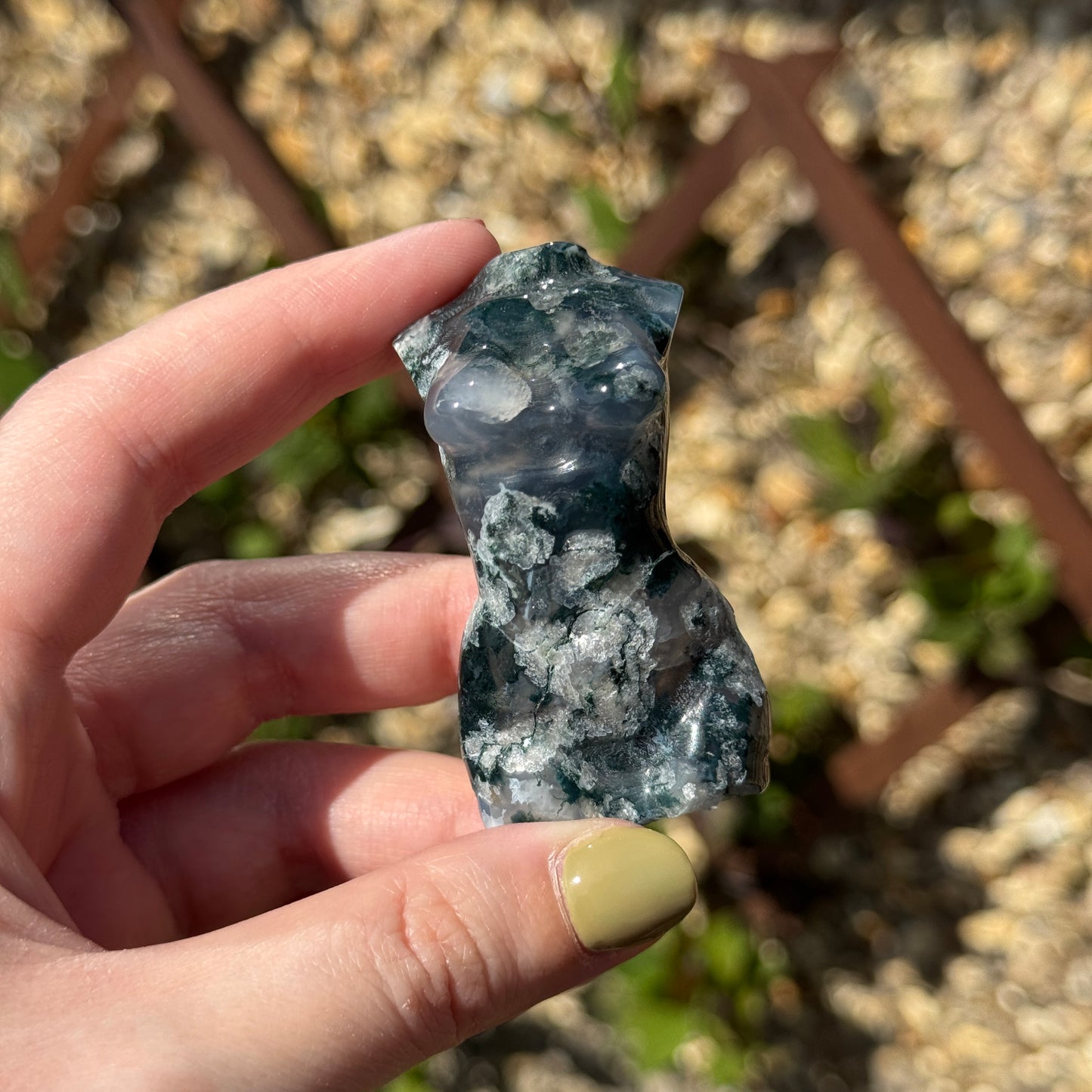 Moss Agate Female Body Carving