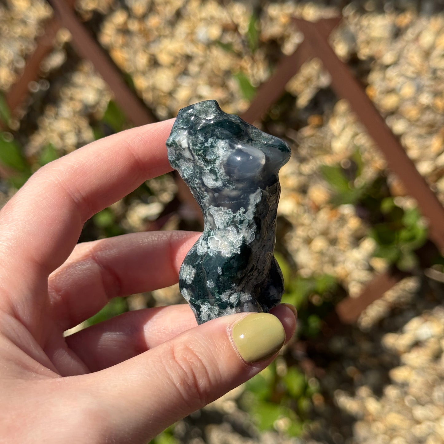 Moss Agate Female Body Carving