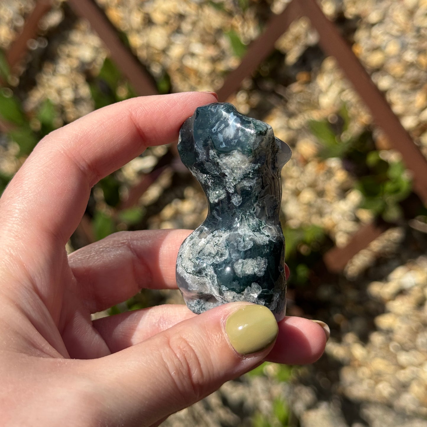 Moss Agate Female Body Carving