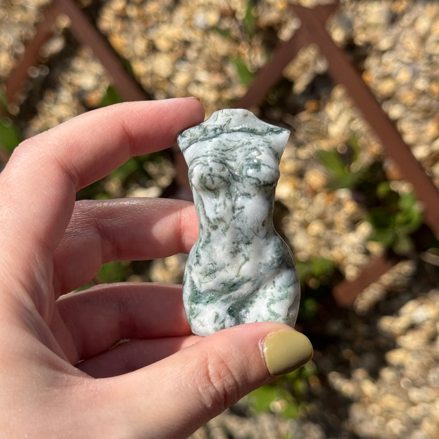Moss Agate Female Body Carving